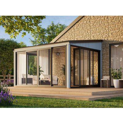 Palmako Holz-Gartenhaus Lumi Slide Plus Pultdach Lackiert 420 cm x 297 cm Palmako Holz-Gartenhaus Lumi Slide Plus Pultdach Lackiert 420 cm x 297 cm
