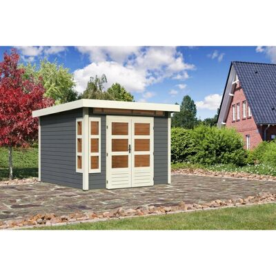 Karibu Holz-Gartenhaus Kastberg Terragrau Flachdach Lackiert 270 cm x 270 cm Karibu Holz-Gartenhaus Kastberg Terragrau Flachdach Lackiert 270 cm x 270 cm