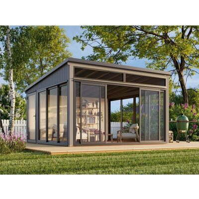 Palmako Holz-Gartenhaus Saga Slide Pultdach Lackiert 420 cm x 420 cm 16,6 m² Palmako Holz-Gartenhaus Saga Slide Pultdach Lackiert 420 cm x 420 cm 16,6 m²