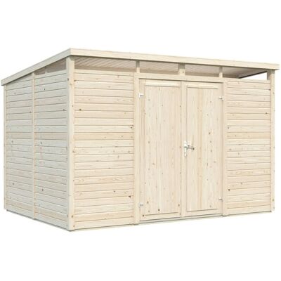 Palmako Holz-Gartenhaus Elias Pultdach Tauchgrundiert 330 cm x 228 cm 7,3 m² Palmako Holz-Gartenhaus Elias Pultdach Tauchgrundiert 330 cm x 228 cm 7,3 m²
