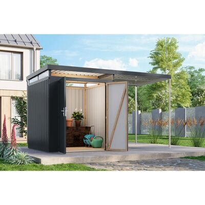 Karibu Metallgerätehaus Argos 2 mit Anbaudach 2 m Anthrazit Karibu Metallgerätehaus Argos 2 mit Anbaudach 2 m Anthrazit