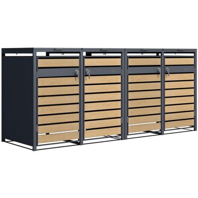 Axi Mülltonnenbox Lucas Metall 4 x 240 l Anthrazit/Holzoptik Axi Mülltonnenbox Lucas Metall 4 x 240 l Anthrazit/Holzoptik