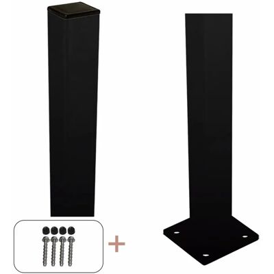 Plus Zaunpfosten Stahl Schwarz 4,5 cm x 4,5 cm x 96 cm Plus Zaunpfosten Stahl Schwarz 4,5 cm x 4,5 cm x 96 cm