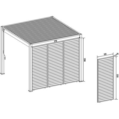 Weide Holzoptik Wand Für Pergola Drehbare Lamellen Aluminium 3 Maße0.93 Meter Holzoptik Weide Holzoptik Wand Für Pergola Drehbare Lamellen Aluminium 3 Maße0.93 Meter Holzoptik