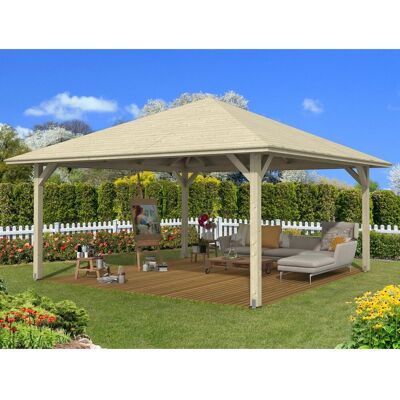 Skan Holz Holz-Pavillon Cannes 4 Natur unbehandelt 489 cm x 489 cm Skan Holz Holz-Pavillon Cannes 4 Natur unbehandelt 489 cm x 489 cm
