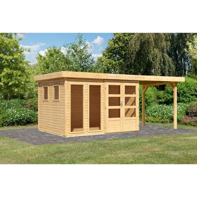 Karibu Gartenhaus Maradi 5 m. Anbaudach Naturbelassen 211 x 298 x 242 cm Karibu Gartenhaus Maradi 5 m. Anbaudach Naturbelassen 211 x 298 x 242 cm