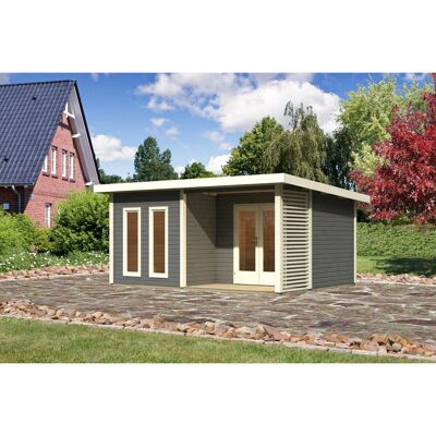 Karibu Holz-Gartenhaus Norrköping Terragrau Flachdach Lackiert 506 cm x 366 cm Karibu Holz-Gartenhaus Norrköping Terragrau Flachdach Lackiert 506 cm x 366 cm
