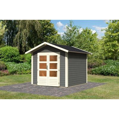Karibu Holz-Gartenhaus Tessin 1 Terragrau 240 x 240 cm mit Boden & Dachschindeln Karibu Holz-Gartenhaus Tessin 1 Terragrau 240 x 240 cm mit Boden & Dachschindeln