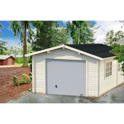 Palmako Garage Roger mit Sektionaltor 360 x 550 cm Lackiert Dunkelgrau-Weiß FSC® Palmako Garage Roger mit Sektionaltor 360 x 550 cm Lackiert Dunkelgrau-Weiß FSC®