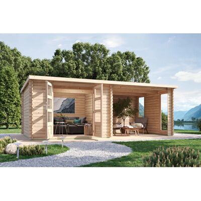 Karibu Gartenhaus Dortmund Set mit Anbaudach und Terrasse Karibu Gartenhaus Dortmund Set mit Anbaudach und Terrasse