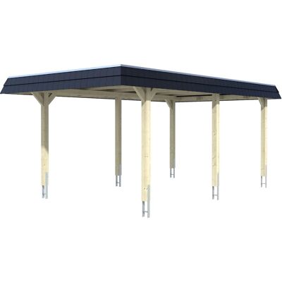 SKANHOLZ Wendland Carport - Hochwertige Nussbaum-Optik SKANHOLZ Wendland Carport - Hochwertige Nussbaum-Optik