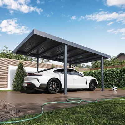 Weide Metta Stahl Carport – freistehend mit Pultdach, 3,2 x 5,5 m, Anthrazit Weide Metta Stahl Carport – freistehend mit Pultdach, 3,2 x 5,5 m, Anthrazit