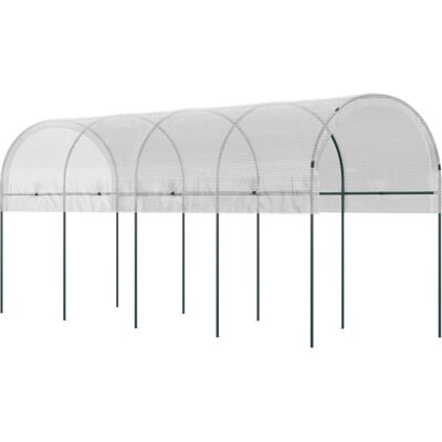 Outsunny Gewächshaus mit PE-Gitterfolie aus Stahl 400 x 120 x 170 cm Weiß Outsunny Gewächshaus mit PE-Gitterfolie aus Stahl 400 x 120 x 170 cm Weiß