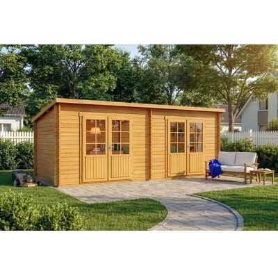Alpholz Gartenhaus Maria Twin - Doppeltüren, 28mm Wände, Naturfinish Alpholz Gartenhaus Maria Twin - Doppeltüren, 28mm Wände, Naturfinish