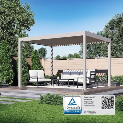 Weide Deluxe, Pergola Voll Aluminium freistehend, 3 x 4 M, Lamellendach Ivory Sand Weide Deluxe, Pergola Voll Aluminium freistehend, 3 x 4 M, Lamellendach Ivory Sand