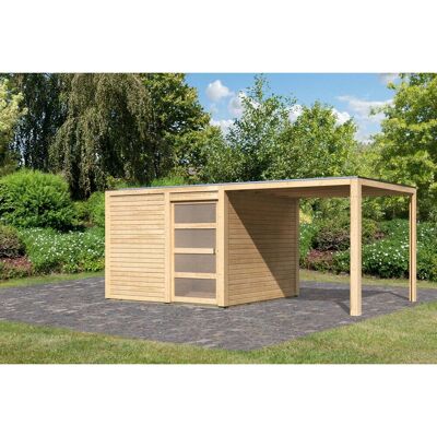 Karibu Holz-Gartenhaus Cuadrado Natur Flachdach Unbehandelt 272 cm x 272 cm Karibu Holz-Gartenhaus Cuadrado Natur Flachdach Unbehandelt 272 cm x 272 cm
