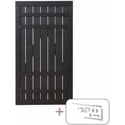 Plus Holz Einzeltor Rustik Nadelholz Schwarz 100 cm x 180 cm Plus Holz Einzeltor Rustik Nadelholz Schwarz 100 cm x 180 cm