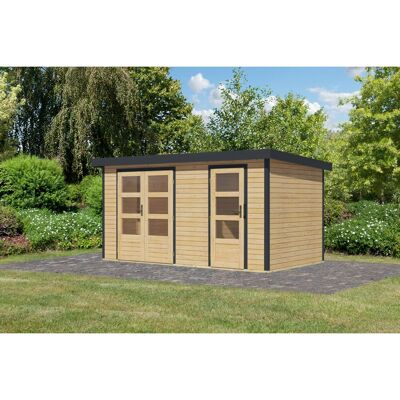 Karibu Gartenhaus Alfredo A Naturbelassen/Anthrazit 209 x 400 x 213 cm Karibu Gartenhaus Alfredo A Naturbelassen/Anthrazit 209 x 400 x 213 cm