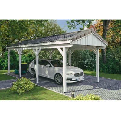 SKANHOLZ Fichtelberg Carport - Weiß, 317x808cm, 273cm Hoch - Satteldach SKANHOLZ Fichtelberg Carport - Weiß, 317x808cm, 273cm Hoch - Satteldach