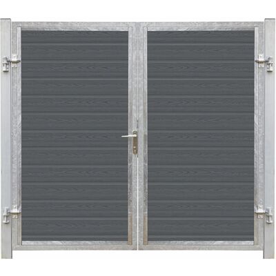 Plus Holz Doppeltor Artura WPC Schiefergrau Pfosten Silber 213 cm x 175 cm Plus Holz Doppeltor Artura WPC Schiefergrau Pfosten Silber 213 cm x 175 cm