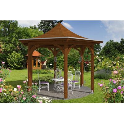 Skan Holz Pavillon Versailles Leimholz 418 cm x 360 cm Nussbaum Skan Holz Pavillon Versailles Leimholz 418 cm x 360 cm Nussbaum