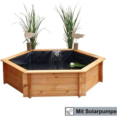 Promadino Sechseck-Hochteich Ø 125 cm inkl. Solarpumpe aus Kiefernholz Promadino Sechseck-Hochteich Ø 125 cm inkl. Solarpumpe aus Kiefernholz
