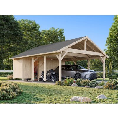 Palmako Carport Robert mit Geräteraum 555 x 363 cm Grau FSC® Palmako Carport Robert mit Geräteraum 555 x 363 cm Grau FSC®