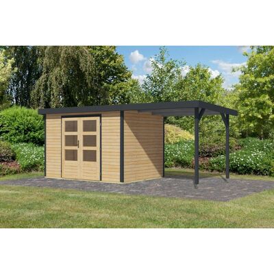 Karibu Gartenhaus Ernesto 4 A m. Anbaudach Natur/Anthrazit 209 x 298 x 213 cm Karibu Gartenhaus Ernesto 4 A m. Anbaudach Natur/Anthrazit 209 x 298 x 213 cm