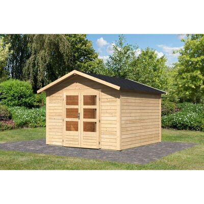 Karibu Holz-Gartenhaus Tessin 2 Natur 300 x 300 cm inkl. Boden und Dachschindeln Karibu Holz-Gartenhaus Tessin 2 Natur 300 x 300 cm inkl. Boden und Dachschindeln