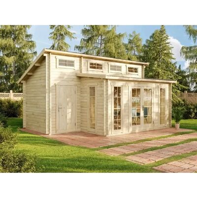 Alpholz Gartenhaus Lausitz ISO mit Anbau - Gartenhaus Alpholz Gartenhaus Lausitz ISO mit Anbau - Gartenhaus