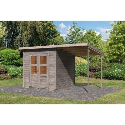 Karibu Holz-Gartenhaus Gartenhaus Pultdach Grundiert 370 cm x 214 cm 4,38 m² Karibu Holz-Gartenhaus Gartenhaus Pultdach Grundiert 370 cm x 214 cm 4,38 m²