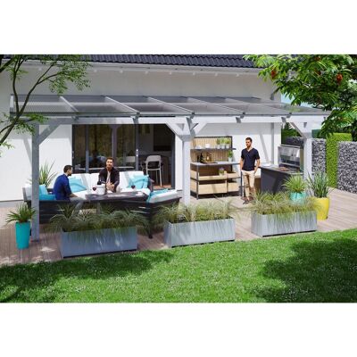 Skan Holz Terrassenüberdachung Andria 648 x 300 cm Leimholz Weiß Skan Holz Terrassenüberdachung Andria 648 x 300 cm Leimholz Weiß