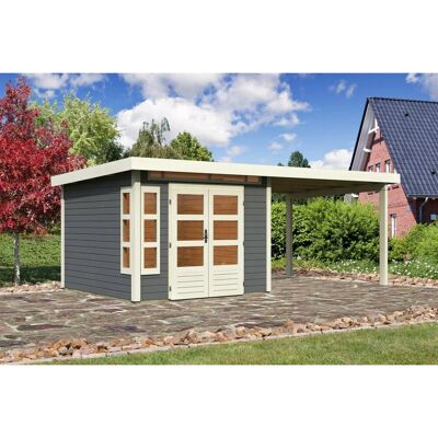 Karibu Holz-Gartenhaus Kastberg Terragrau Flachdach Lackiert 270 cm x 270 cm Karibu Holz-Gartenhaus Kastberg Terragrau Flachdach Lackiert 270 cm x 270 cm