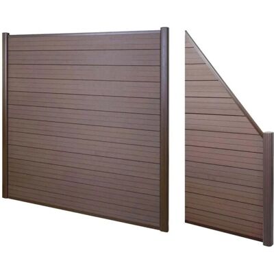 MCW WPC-Sichtschutz Savoie Windschutz Zaun Alu Premium - 2er Set Schräg 2,82m Braun MCW WPC-Sichtschutz Savoie Windschutz Zaun Alu Premium - 2er Set Schräg 2,82m Braun