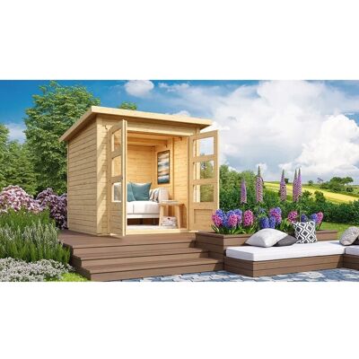 Karibu Holz-Gartenhaus Sitten Natur Pultdach Unbehandelt 182 cm x 182 cm Karibu Holz-Gartenhaus Sitten Natur Pultdach Unbehandelt 182 cm x 182 cm