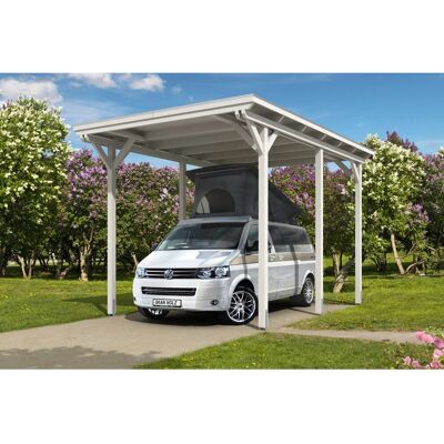 Skan Holz Carport Emsland Caravan 404 cm x 604 cm Weiß Skan Holz Carport Emsland Caravan 404 cm x 604 cm Weiß