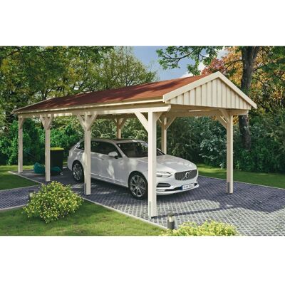 SKANHOLZ Fichtelberg Carport - 317x808cm, Beige, Satteldach, Holz SKANHOLZ Fichtelberg Carport - 317x808cm, Beige, Satteldach, Holz