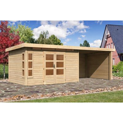 Karibu Holz-Gartenhaus Kastberg Naturbelassen Flachdach 360 cm x 240 cm Karibu Holz-Gartenhaus Kastberg Naturbelassen Flachdach 360 cm x 240 cm