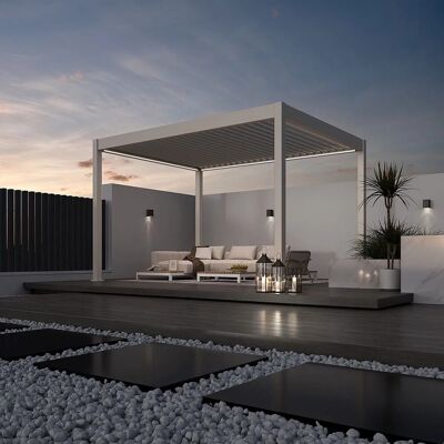 Weide E-Deluxe Plus, elektrische Pergola mit LED, Voll Aluminium, 3 x 4 M, motorisiertes Lamellendach Ivory Sand Weide E-Deluxe Plus, elektrische Pergola mit LED, Voll Aluminium, 3 x 4 M, motorisiertes Lamellendach Ivory Sand