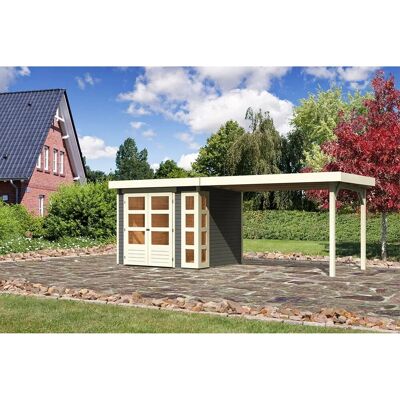 Karibu Holz-Gartenhaus Sölve Terragrau Flachdach Lackiert 238 cm x 213 cm Karibu Holz-Gartenhaus Sölve Terragrau Flachdach Lackiert 238 cm x 213 cm
