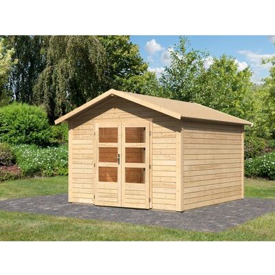 Karibu Holz-Gartenhaus Tyka Natur Satteldach Unbehandelt 300 cm x 300 cm Karibu Holz-Gartenhaus Tyka Natur Satteldach Unbehandelt 300 cm x 300 cm