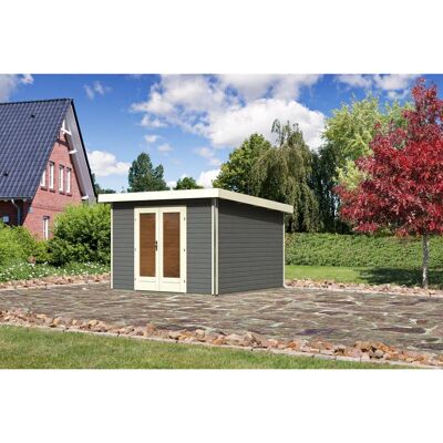 Karibu Holz-Gartenhaus Norrköping Terragrau Pultdach Lackiert 305 cm x 305 cm Karibu Holz-Gartenhaus Norrköping Terragrau Pultdach Lackiert 305 cm x 305 cm