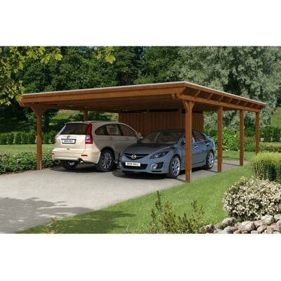 Skan Holz Carport Emsland - Walnuss - Flachdach - Carport Skan Holz Carport Emsland - Walnuss - Flachdach - Carport