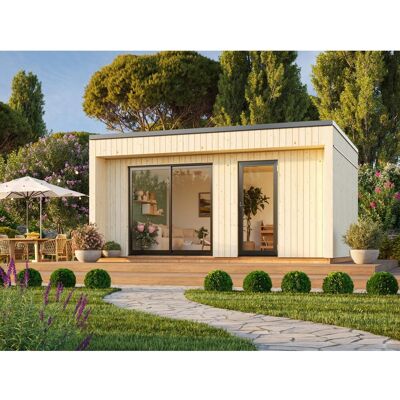 Palmako Holz-Gartenhaus Johanna Flachdach Unbehandelt 562 cm x 448 cm 19,4 m² Palmako Holz-Gartenhaus Johanna Flachdach Unbehandelt 562 cm x 448 cm 19,4 m²