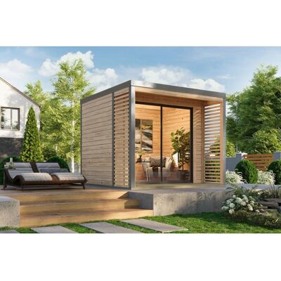 Karibu Gartenhaus Flavio A Natur-Grau Karibu Gartenhaus Flavio A Natur-Grau