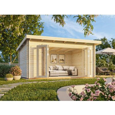 Palmako Gartenhaus Lea Bifold 450 x 330 cm Lackiert Hellgrau-Anthrazit FSC® Palmako Gartenhaus Lea Bifold 450 x 330 cm Lackiert Hellgrau-Anthrazit FSC®