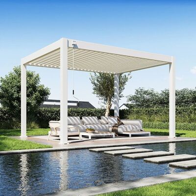 Weide Deluxe Plus, Pergola Voll Aluminium freistehend, 3 x 4 M, Lamellendach weiß Weide Deluxe Plus, Pergola Voll Aluminium freistehend, 3 x 4 M, Lamellendach weiß