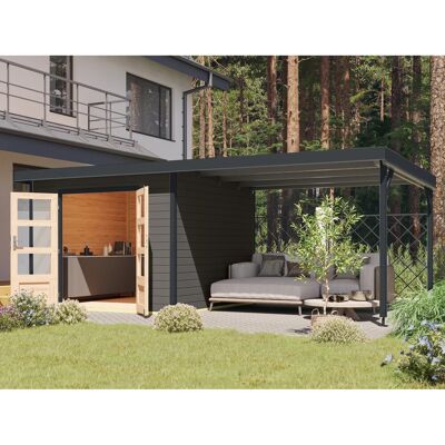 Karibu Gartenhaus Set Domingo B Terragrau-Anthrazit mit Anbaudach 7 m² Karibu Gartenhaus Set Domingo B Terragrau-Anthrazit mit Anbaudach 7 m²