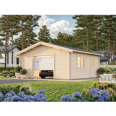 Palmako Garage Roger mit Sektionaltor 540 x 540 cm Lackiert Grau-Weiß FSC® Palmako Garage Roger mit Sektionaltor 540 x 540 cm Lackiert Grau-Weiß FSC®