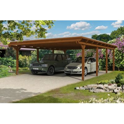 SKANHOLZ Nussbaum Carport Emsland - Flachdach - 613x846 cm SKANHOLZ Nussbaum Carport Emsland - Flachdach - 613x846 cm